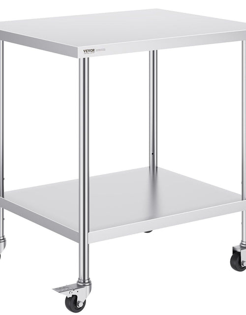 Load image into Gallery viewer, Stainless Steel Work Table 30 x 36 x 38 Inch, with 4 Wheels, 3 Adjustable Height Levels, Heavy Duty Food Prep Worktable for Commercial Kitchen Restaurant, Silver
