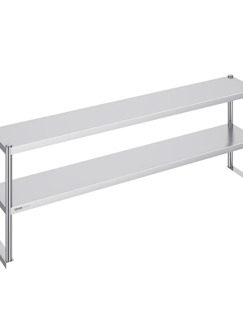 Load image into Gallery viewer, Double Overshelf, Double Tier Stainless Steel Overshelf, 12 x 72 Inch Double Deck Overshelf, Height Adjustable Overshelf Prep Work Table for Kitchen, Restaurant and Workshop
