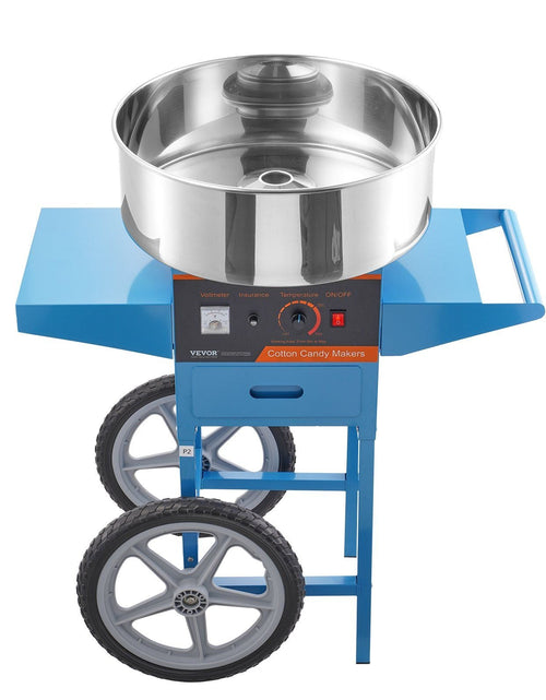 Load image into Gallery viewer, Electric Cotton Candy Machine with Cart, 1000W Commercial Candy Floss Maker with Stainless Steel Bowl, Sugar Scoop and Drawer, Perfect for Home, Kids Birthday, Family Party, Blue
