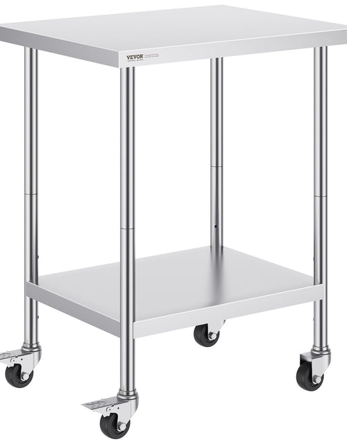 Load image into Gallery viewer, Stainless Steel Work Table 24 x 30 x 38 Inch, with 4 Wheels, 3 Adjustable Height Levels, Heavy Duty Food Prep Worktable for Commercial Kitchen Restaurant, Silver
