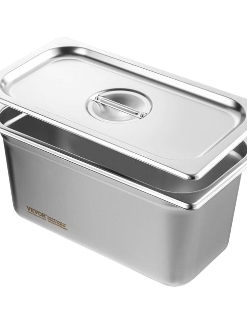 Load image into Gallery viewer, 8 Pack Hotel Pans, 1/3 Size Anti-Jam Steam Pan with Lid, 0.8mm Thick Stainless Steel Steam Table Pan, 6-Inch Deep Commercial Table Pan, Catering Storage Food Pan, for Industrial &amp; Scientific
