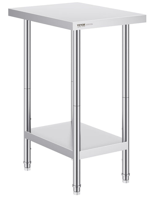 Load image into Gallery viewer, Stainless Steel Prep Table, 24 x 18 x 34 Inch, Heavy Duty Metal Worktable with 3 Adjustable Height Levels, Commercial Workstation for Kitchen Garage Restaurant Backyard
