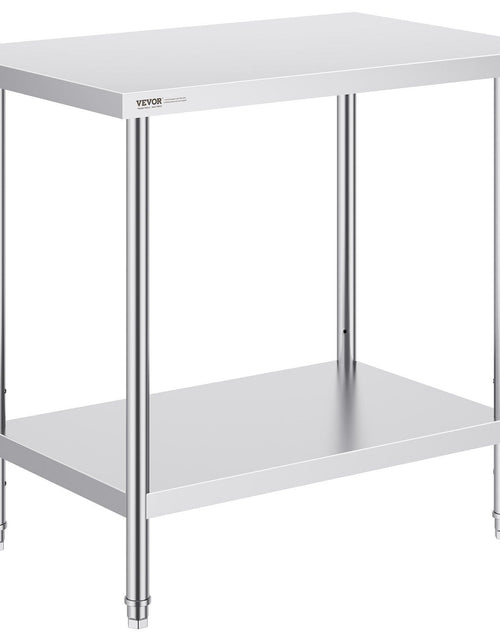 Load image into Gallery viewer, Stainless Steel Prep Table, 24 x 36 x 34 Inch, Heavy Duty Metal Worktable with 3 Adjustable Height Levels, Commercial Workstation for Kitchen Garage Restaurant Backyard
