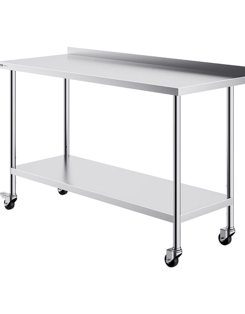 Load image into Gallery viewer, 24 x 60 x 40 Inch Stainless Steel Work Table, Commercial Food Prep Worktable with Casters, Heavy Duty Prep Worktable, Metal Work Table with Adjustable Height for Restaurant, Home and Hotel
