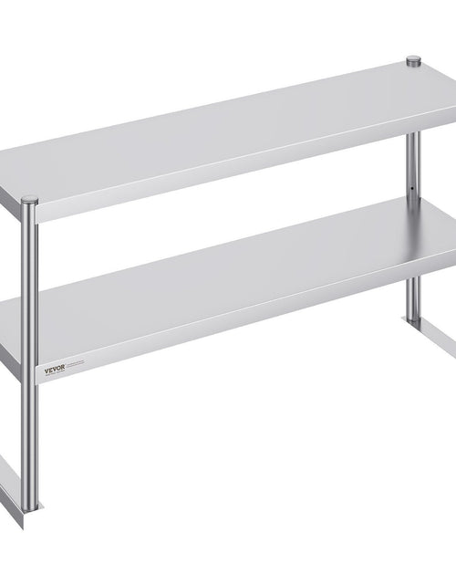 Load image into Gallery viewer, Double Overshelf, Double Tier Stainless Steel Overshelf, 12 x 48 Inch Double Deck Overshelf, Height Adjustable Overshelf Prep Work Table for Kitchen, Restaurant and Workshop
