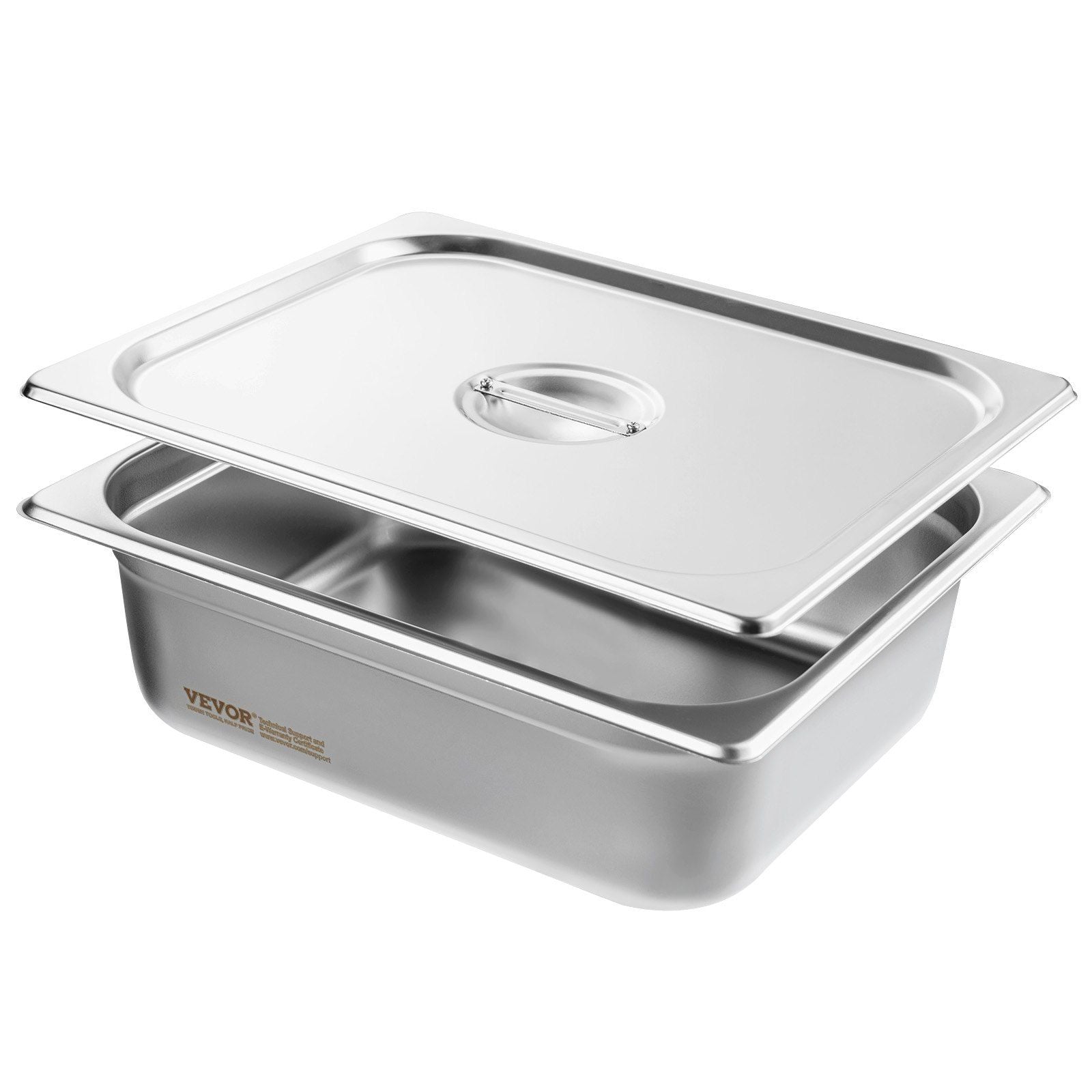 8 Pack Hotel Pans, 1/2 Size Anti-Jam Steam Pan with Lid, 0.8mm Thick Stainless Steel Steam Table Pan, 4-Inch Deep Commercial Table Pan, Catering Storage Food Pan, for Industrial & Scientific