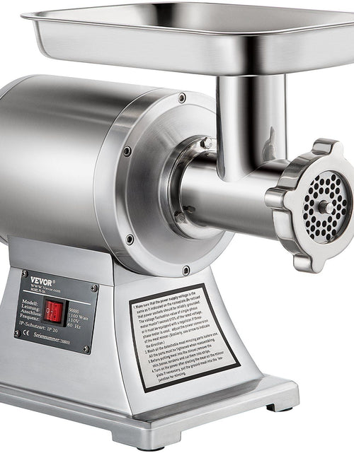 Load image into Gallery viewer, Commercial Meat Grinder,550LB/h 1100W Electric Meat Grinder, 220 RPM Heavy Duty Stainless Steel Industrial Meat Mincer w/2 Blades, Grinding Plates &amp; Stuffing Tubes
