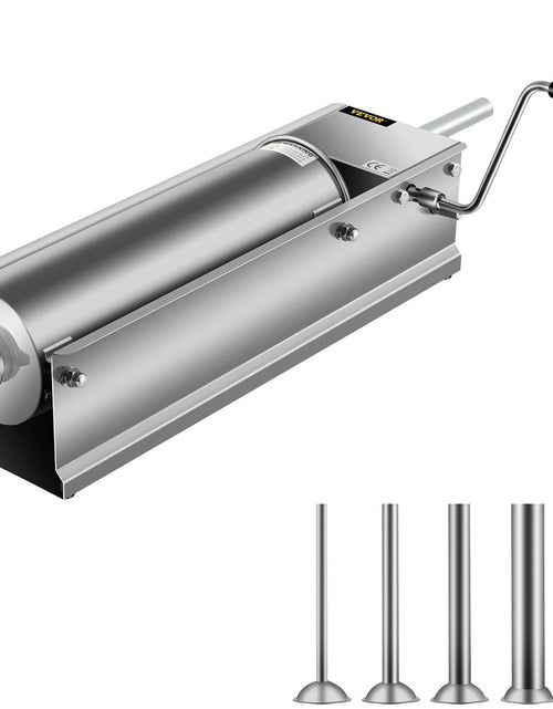 Load image into Gallery viewer, Horizontal Sausage Stuffer 7L/15Lbs Manual Sausage Maker With 5 Filling Nozzles Sausage Stuffing Machine For Home &amp; Commercial Use Stainless Steel
