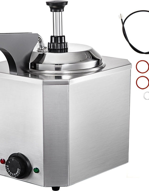 Load image into Gallery viewer, Cheese Dispenser with Pump, 2.6 Qt Capacity Cheese Warmer, Stainless Steel Hot Fudge Warmer with Pump 650W Cheese Dispenser, 30-110°C Temp Adjustable, for Hot Fudge Cheese Caramel
