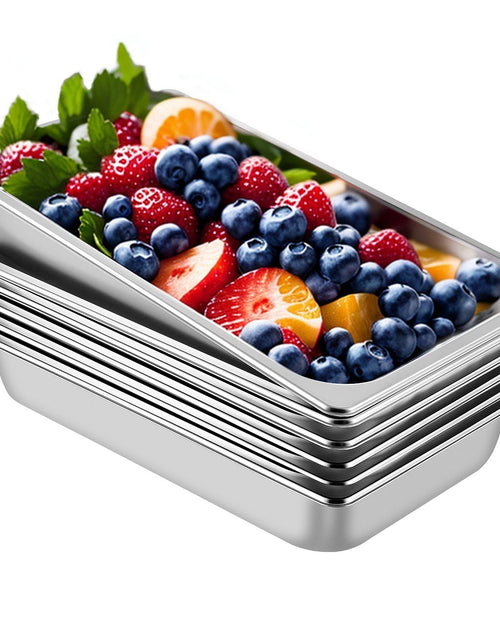 Load image into Gallery viewer, 6 Pack Steam Table Pans 20.9 x 12.8 x 3.9 Inch Deep Steam Table Pan Full Size 13L Deep Food Container Stainless Steel Oven Tray Hotel Pans Anti-Jam Steam Table Food Pan
