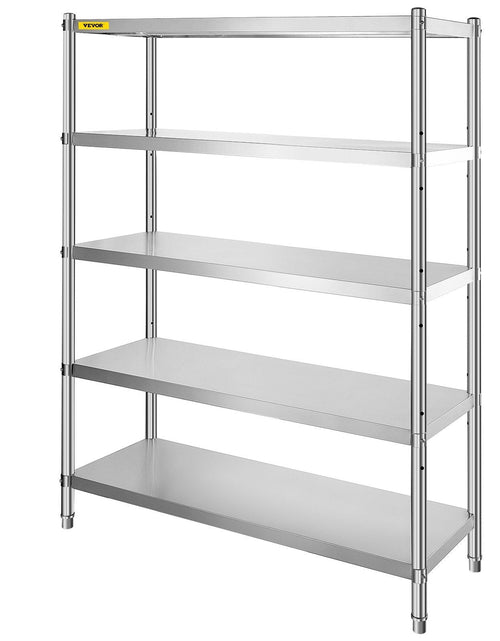 Load image into Gallery viewer, Stainless Steel Shelves 47.5x18 Inch 5 Tier Adjustable Shelf Storage Unit Stainless Steel Rack Shelving Heavy Duty Shelving for Kitchen Commercial Office Garage Storage 330lb Per Shelf
