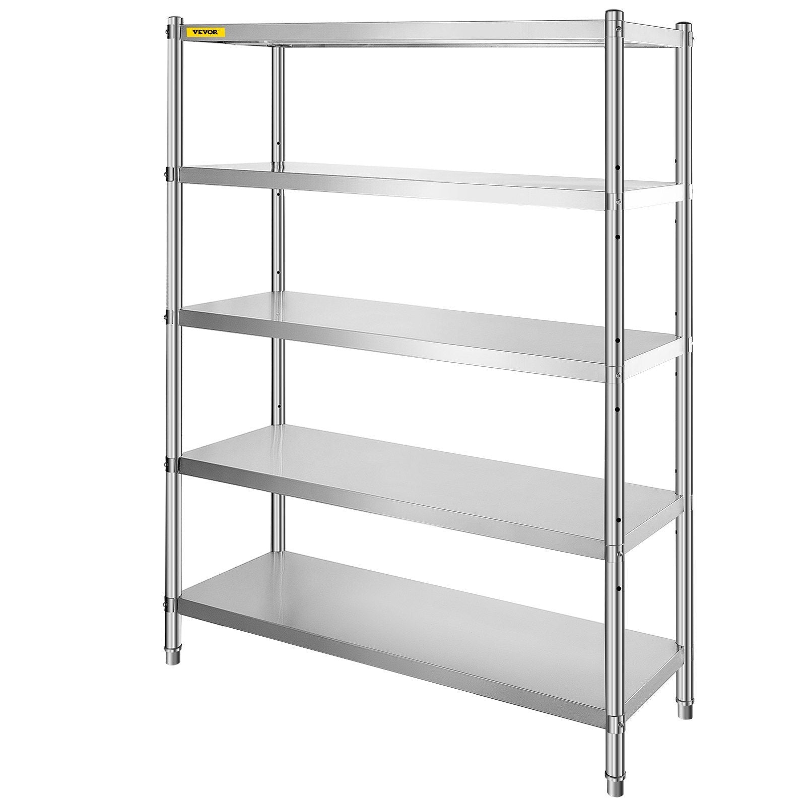 Stainless Steel Shelves 47.5x18 Inch 5 Tier Adjustable Shelf Storage Unit Stainless Steel Rack Shelving Heavy Duty Shelving for Kitchen Commercial Office Garage Storage 330lb Per Shelf
