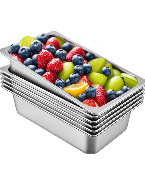 Load image into Gallery viewer, 6 Pack Steam Table Pans 20.9 x 12.8 x 5.9 Inch Deep Steam Table Pan Full Size 20.5L Deep Food Container Stainless Steel Oven Tray Hotel Pans Anti-Jam Steam Table Food Pan
