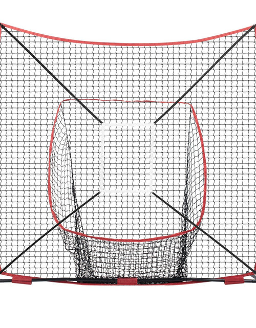 Load image into Gallery viewer, 7x7 ft Baseball Softball Practice Net, Portable Baseball Training Net for Hitting Batting Catching Pitching, Backstop Baseball Equipment with Bow Frame, Carry Bag, Strike Zone, Ball, Batting Tee
