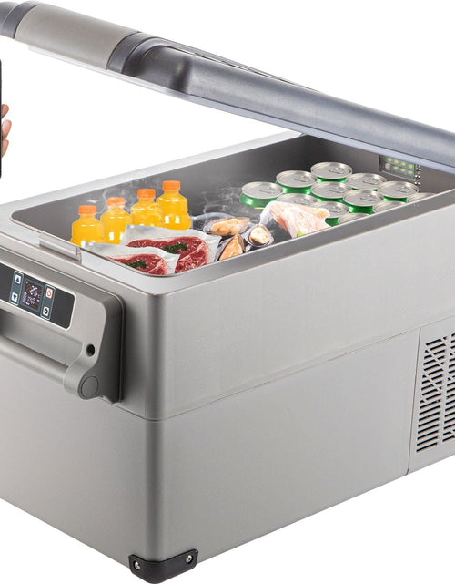 Load image into Gallery viewer, Portable Refrigerator 37 Quart(35 Liter),12 Volt Refrigerator App Control(-4°F~68°F), Car Refrigerator Dual Zone with 12/24v DC &amp; 110-240v AC for Camping, Travel, Fishing, Outdoor or Home Use
