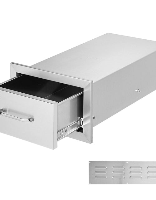 Load image into Gallery viewer, 14x8.5 Inch Outdoor Kitchen Drawers Stainless Steel, Flush Mount Double Drawers,14W x 8.5H x 23D Inch, with Stainless Steel Handle, BBQ Drawers for Outdoor Kitchens or BBQ Island
