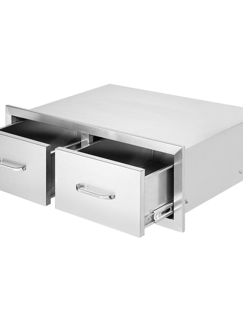 Load image into Gallery viewer, Outdoor Kitchen Drawers 29.5"W x 10"H x 19.7"D, Horizontal Double BBQ Access Drawers Stainless Steel with Handle, BBQ Island Drawers for Outdoor Kitchens or Patio Grill Station
