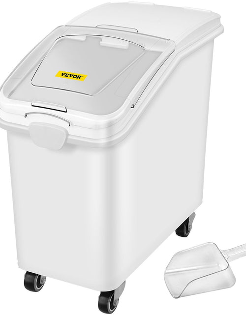 Load image into Gallery viewer, 27 Gallon Ingredient Storage Bin 500 Cup Ingredient Bin with Scoop and Sliding Lid Commercial Food Container Ideal for Kitchen, White

