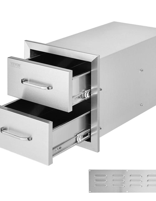 Load image into Gallery viewer, Outdoor Kitchen Drawers 14W x 14.4H x 23D Inch, Flush Mount Double BBQ Drawers Stainless Steel with Handle, BBQ Island Drawers for Outdoor Kitchens or Grill Station

