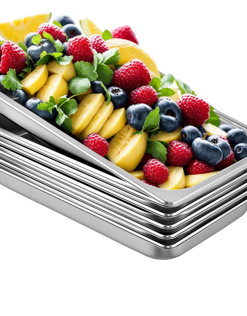 Load image into Gallery viewer, 6 Pack Steam Table Pans 20.9 x 12.8 x 2.6 Inch Deep Steam Table Pan Full Size 8.5L Deep Food Container Stainless Steel Oven Tray Hotel Pans Anti-Jam Steam Table Food Pan
