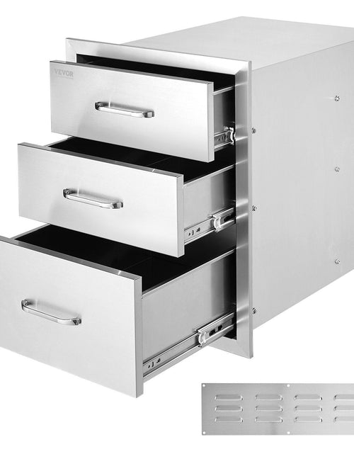 Load image into Gallery viewer, 18x20.5 Inch Outdoor Kitchen Stainless Steel Triple Access BBQ Drawers with Chrome Handle, 18 x20.5 x 23 Inch
