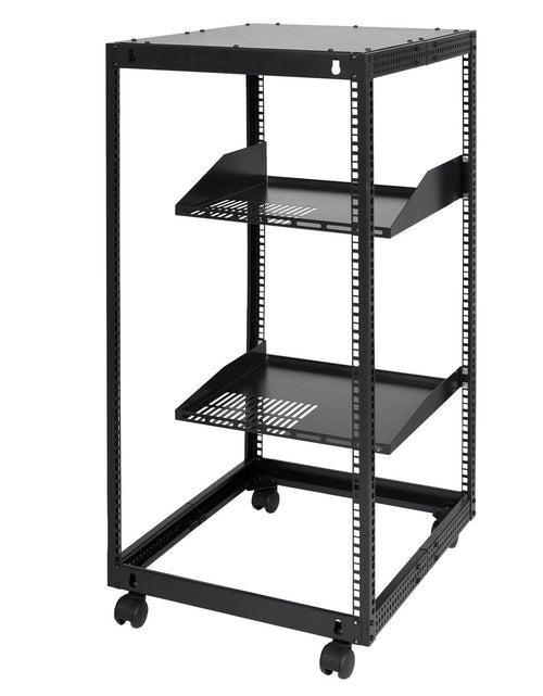 Load image into Gallery viewer, 20U Open Frame Server Rack, 15''-40'' Adjustable Depth, Free Standing or Wall Mount Network Server Rack, 4 Post AV Rack with Casters, Holds All Your Networking IT Equipment AV Gear Router Modem
