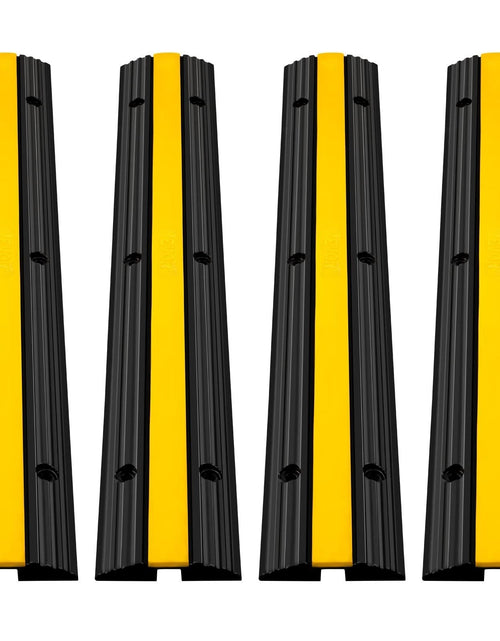 Load image into Gallery viewer, 4 Pack of 1-Channel Rubber Cable Protector Ramps Heavy Duty 22046Lbs Load Capacity Cable Wire Cord Cover Ramp Speed Bump Driveway Hose Cable Ramp Protective Cover
