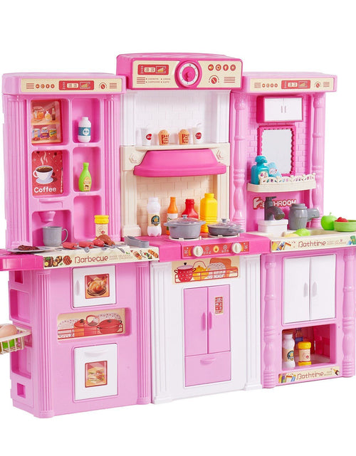Load image into Gallery viewer, Kitchen Playset Kids Pretend Cooking Play Toy 74 Piece Accessories Pink
