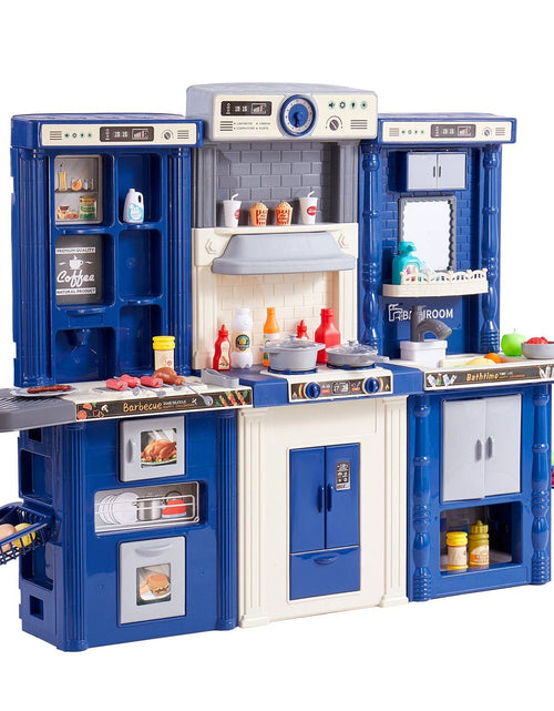 Load image into Gallery viewer, Kitchen Playset Kids Pretend Cooking Play Toy 74 Piece Accessories Blue
