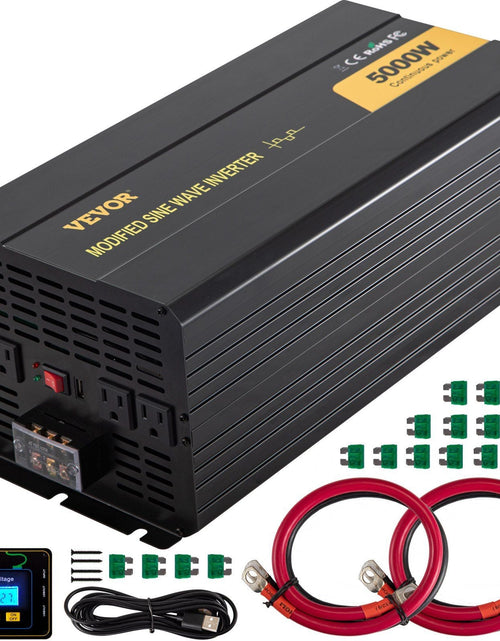Load image into Gallery viewer, Power Inverter, 5000W Modified Sine Wave Inverter, DC 12V to AC 120V Car Converter, with LCD Remote Controller, LED Indicator, AC Outlets Inverter for Truck RV Car Boat Travel Camping Emergency
