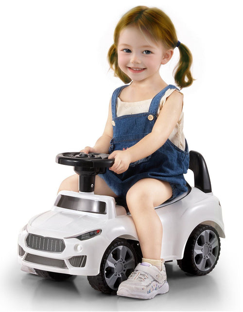 Load image into Gallery viewer, Ride On Push Car for Toddlers, Ages 1-3, Ride Racer, Sit to Stand Toddler Ride On Toy, Classic Kids Ride On Car with Music Steering Wheel &amp; Under Seat Storage, Ride On Toy for Boys Girls, White
