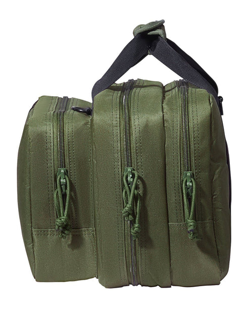 Load image into Gallery viewer, Range Bag for 2 Pistols Tactical Gun Bag 2 Built-in Pistol Bags Green, Range Bag for Handguns Gun Case Bag with Lockable Zipper for Shooting Range Outdoor Hunting
