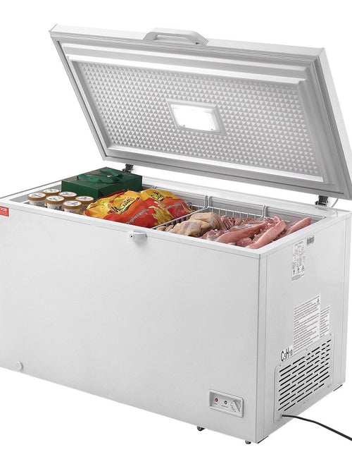 Load image into Gallery viewer, Chest Freezer, 12.8 Cu.ft / 345 L Large Deep Freezer &amp; 4 Removable Baskets, Freestanding Top Open Door Commercial Chest Freezers with Locking Lid, 7-Level Adjustable Temp, LED Lighting, 6 Wheels
