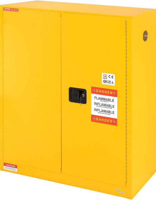 Load image into Gallery viewer, Flammable Storage Cabinet 30 Gal, 43.1x18.1x50.1 inch Cold-Rolled Steel Flammable Liquid Storage Cabinet Explosion Proof with 1 Adjustable Shelf 2 Manual Closing Doors for Industrial Use, Yellow
