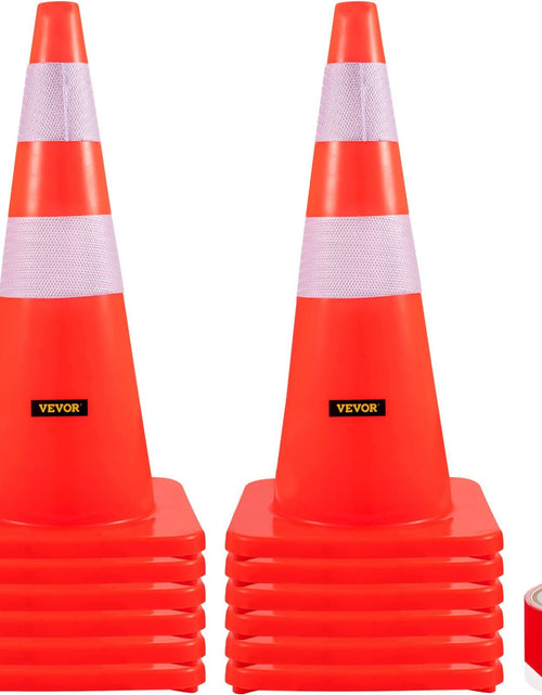 Load image into Gallery viewer, Safety Cones, 28 in/73 cm Height, 12 PCS PVC Orange Traffic Cone with 2 Reflective Collars and Weighted Base, Used for Traffic Control, Driveway Road Parking and School Improvement
