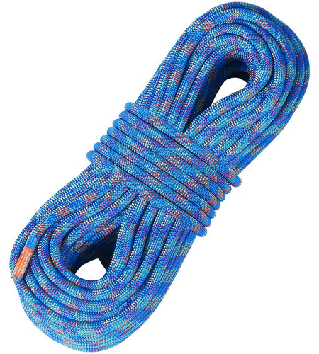 10.2mm Dynamic Climbing Rope, 50M(164ft) Outdoor Rock Climbing Rope 25KN Breaking Tension, Fiber Rope with Steel Snap Hooks for Escape, Rappelling, Fire Rescue, Blue