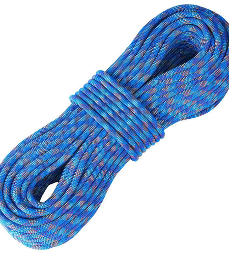 10.2mm Dynamic Climbing Rope, 60M(197ft) Outdoor Rock Climbing Rope 25KN Breaking Tension, Fiber Rope with Steel Snap Hooks for Escape, Rappelling, Fire Rescue, Blue