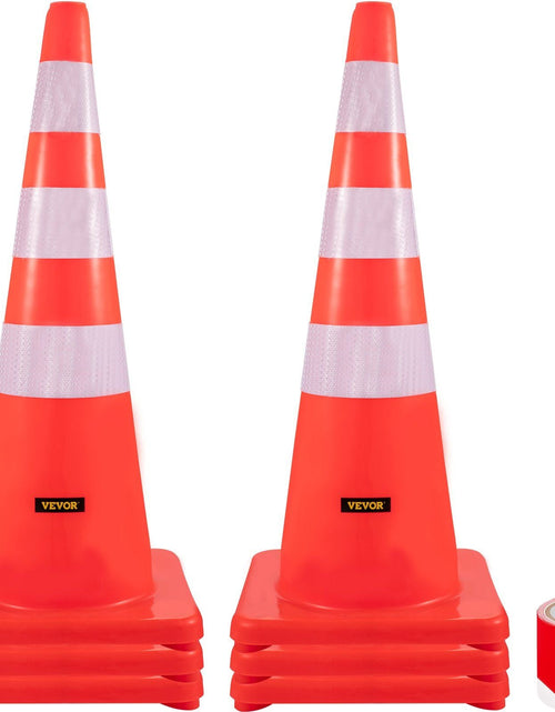 Load image into Gallery viewer, Safety Cones, 6 x 36" Traffic Cones, PVC Orange Construction Cones, Reflective Collars Traffic Cones with Weighted Base Used for Traffic Control, Driveway Road Parking and School Improvement
