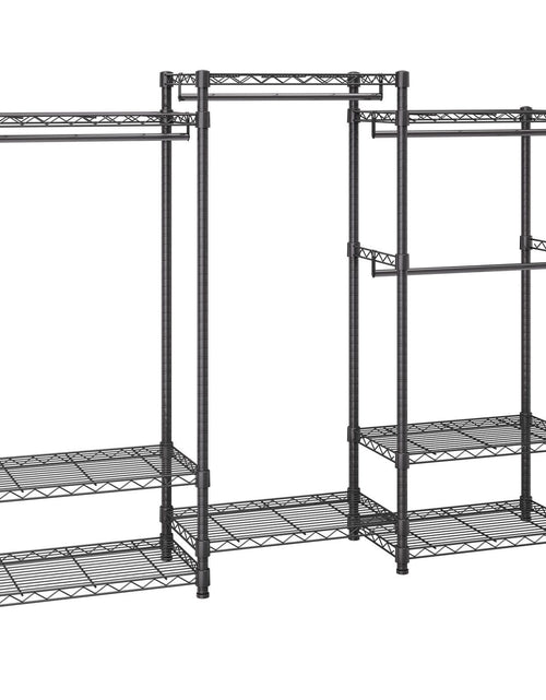 Load image into Gallery viewer, Heavy Duty Clothes Rack, Rolling Clothing Garment Rack with 4 Hang Rods &amp; 8 Storage Tiers, Adjustable Custom Closet Rack, Freestanding Wardrobe for Hanging Clothes, 800 lbs Load Capacity
