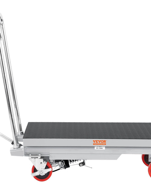 Load image into Gallery viewer, Hydraulic Lift Table Cart, 500lbs Capacity 28.5" Lifting Height, Manual Single Scissor Lift Table with 4 Wheels and Non-slip Pad, Hydraulic Scissor Cart for Material Handling, Gray

