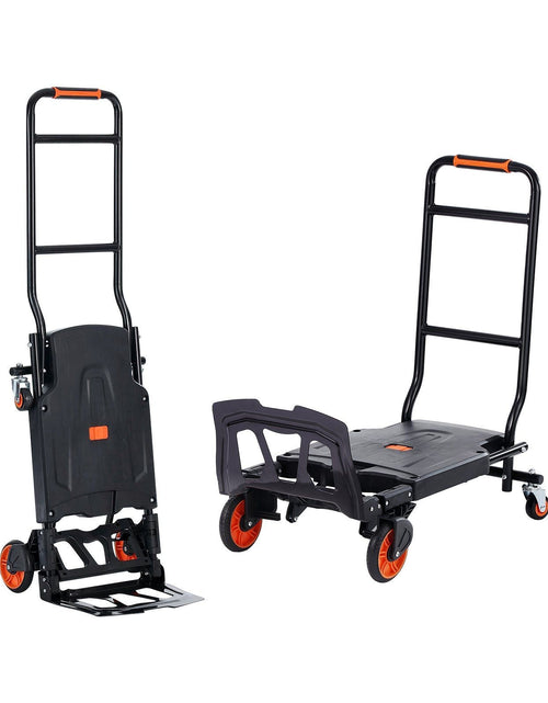 Load image into Gallery viewer, Aluminum Hand Truck, 2 in 1, 300 lbs Load Capacity, Heavy Duty Industrial Convertible Folding Hand Truck and Dolly, Utility Cart Converts from Hand Truck to Platform Cart with Rubber Wheels
