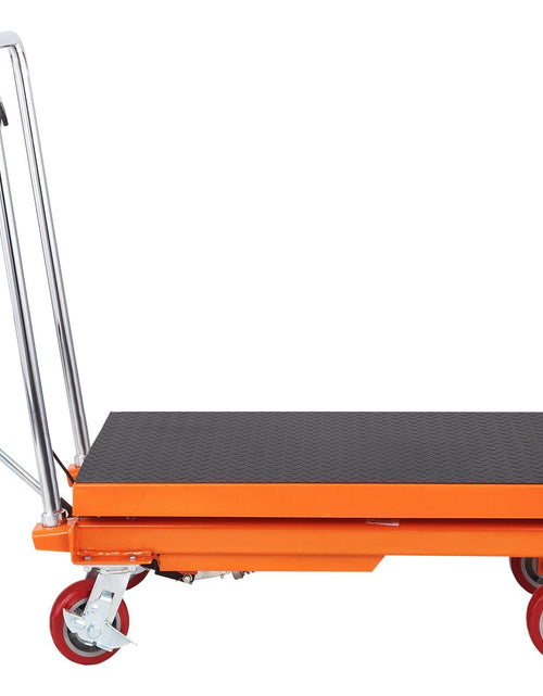 Load image into Gallery viewer, Hydraulic Lift Table Cart, 1100lbs Capacity 35.4" Lifting Height, Manual Single Scissor Lift Table with 4 Wheels and Non-slip Pad, Hydraulic Scissor Cart for Material Handling and Transportation
