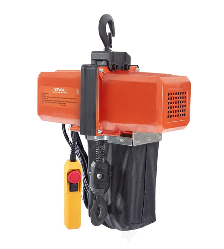 1100 lbs Electric Chain Hoist 15 FT Lifting Height, 120V Electric Hoist, Single Phase Overhead Crane with G100 Chain, 10 ft Wired Remote Control for Garage, Shop, Hotel, Home