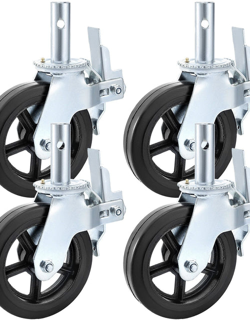 Load image into Gallery viewer, 4 Pack Scaffolding Caster Wheels 8 x 2 Inch with Dual Locking Rubber Swivel Caster 360 Degrees Heavy Duty Casters 1100LBS Capacity per Wheel
