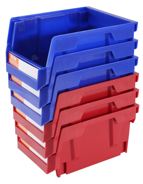 Load image into Gallery viewer, Plastic Storage Bin, (5-Inch x 4-Inch x 3-Inch), Hanging Stackable Storage Organizer Bin, Blue/Red, 24-Pack, Heavy Duty Stacking Containers for Closet, Kitchen, Office, or Pantry Organization
