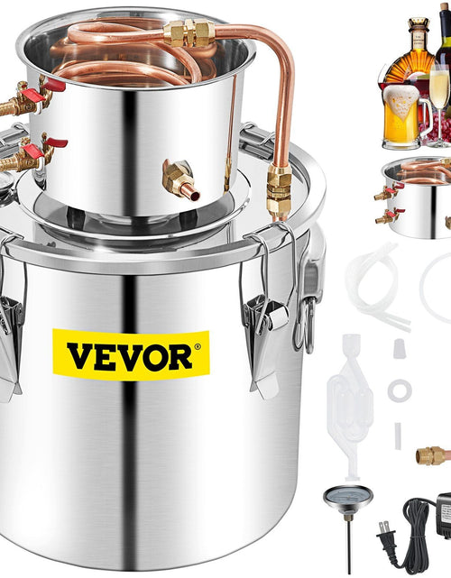 Load image into Gallery viewer, Alcohol Still, 50L Distillery Kit w/Condenser &amp; Pump, 13.2Gal Alcohol Still w/Copper Tube, Whiskey Distilling Kit w/Build-in Thermometer, Whiskey Making Kit for DIY Alcohol, Stainless Steel
