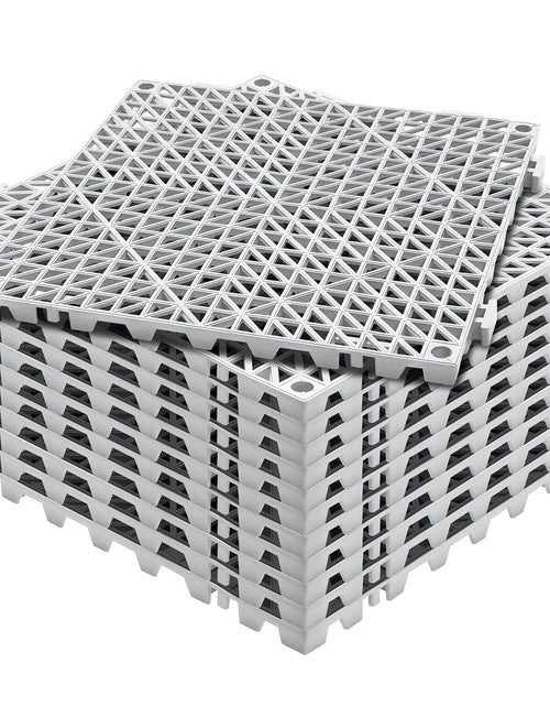 Load image into Gallery viewer, Modular Interlocking Cushion, 12 Pack 12" x 12" Splicing Drainage Mats, PVC Interlocking Drainage Floor Tiles, Non-Slip Drainage Holes for Restroom, Bathroom, Kitchen, Pool, Wet Areas, Gray
