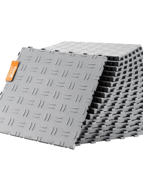 Load image into Gallery viewer, Garage Tiles Interlocking, 12 x 12 x 0.53 inch 50 Pack Garage Floor Covering Tiles, Non-Slip Double-Sided Texture Garage Flooring Tiles, for Garages, Basements, Repair Shops, Silver
