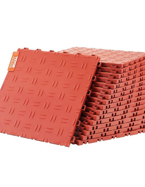 Load image into Gallery viewer, Garage Tiles Interlocking, 12 x 12 x 0.53 inch 50 Pack Garage Floor Covering Tiles, Non-Slip Double-Sided Texture Garage Flooring Tiles, for Garages, Basements, Repair Shops, Red
