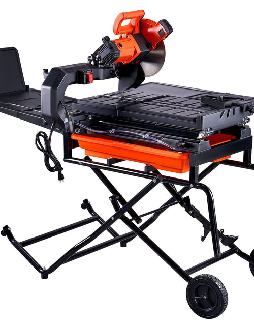 Load image into Gallery viewer, Wet Tile Saw with Stand, 10-inch 65Mn Steel Blade, 4500 RPM Motor, Tile Cutter Wet Saw with Water Reservoir and Casters, 0-45 Degrees Miter Angle for Cutting Tiles, Floor Tiles, and Stones
